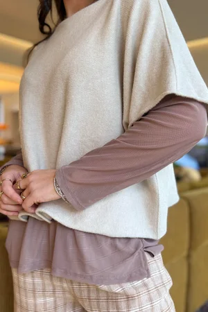 Bobby Mesh Layering Top Plain Mocha